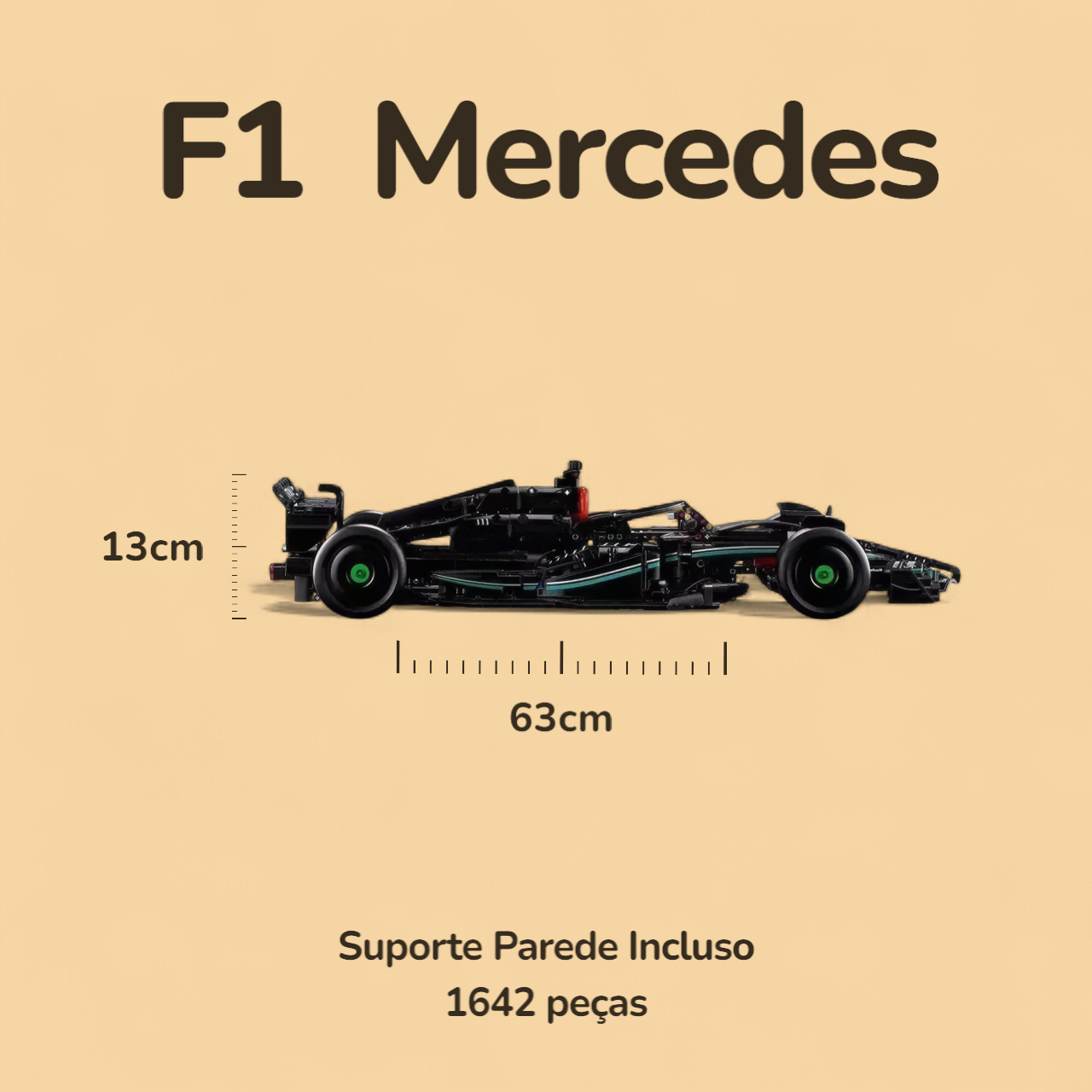 F1 Mercedes w14 - 1642 peças - Medidas F1 Mercedes w14 - 1642 peças - Medidas