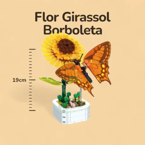 Flor Girassol Borboleta - 219 peças - Medida
