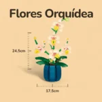 Flores Orquídea com Vaso - 606 peças - Medidas