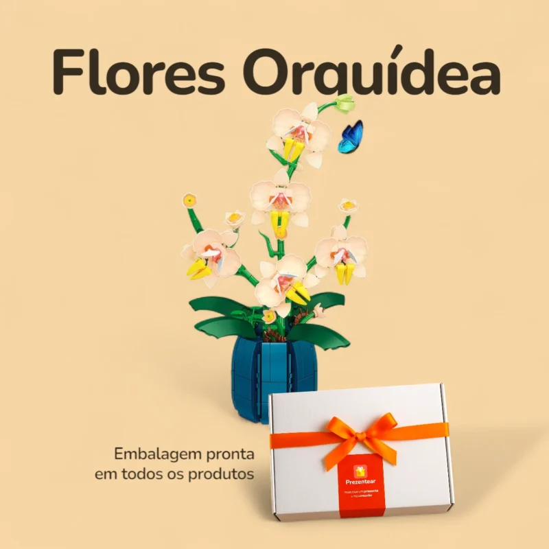 Flores Orquídea com Vaso - 606 peças com Caixa