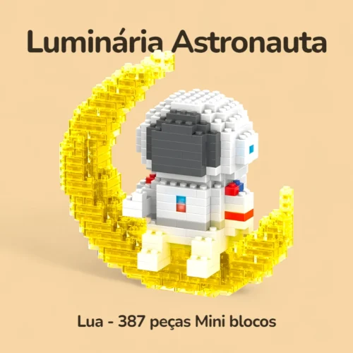 Luminária Astronauta Lua - 387 peças Mini blocos