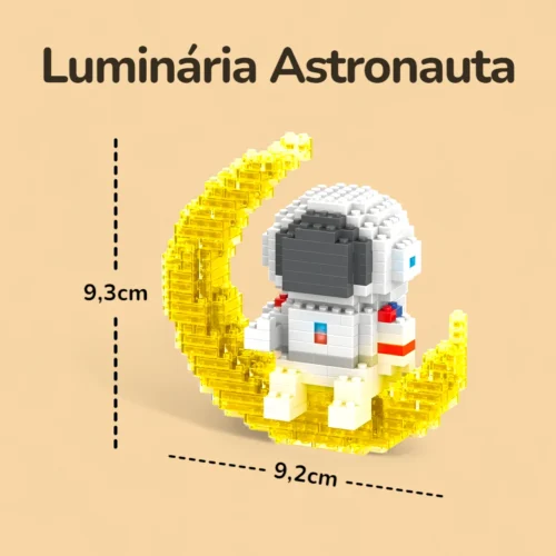 Luminária Astronauta Lua - 387 peças Mini blocos - Medidas