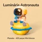 Luminária Astronauta Planeta - 433 peças Mini blocos