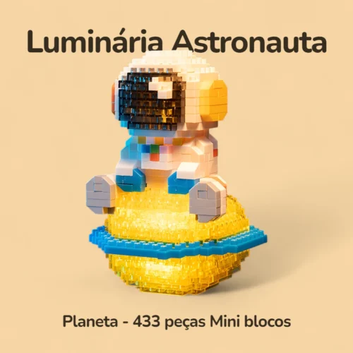 Luminária Astronauta Planeta - 433 peças Mini blocos