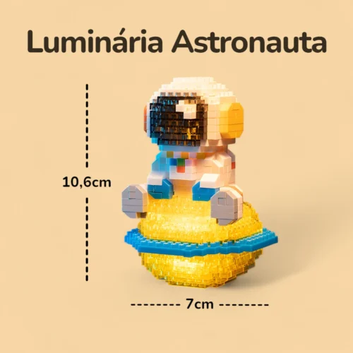 Luminária Astronauta Planeta - 433 peças Mini blocos - Medidas