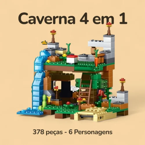 Caverna 4 em 1 - 378 peças - 6 Personagens