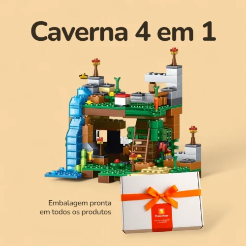 Caverna 4 em 1 - 378 peças - 6 Personagens - Caixa