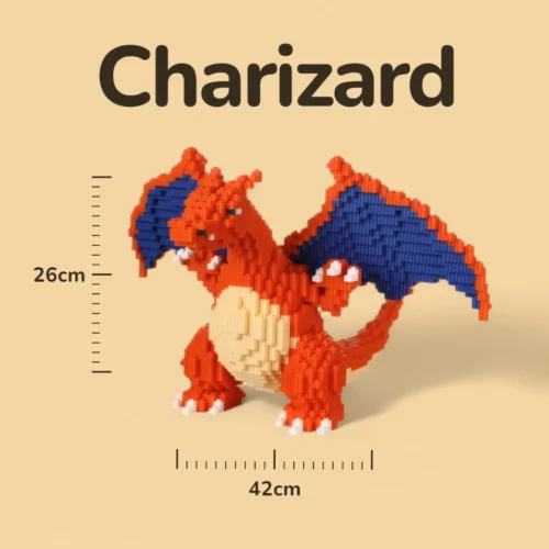 Charizard - 2140 peças Mini Blocos - 26x42cm - Medidas