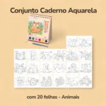 Conjunto Caderno Aquarela com 20 folhas - Animais
