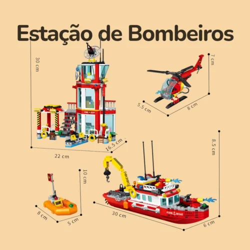 Estação de Bombeiros - 779 peças - Medidas