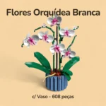 Flores Orquídea Branca com Vaso - 608 peças