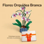 Flores Orquídea Branca com Vaso - 608 peças - Caixa