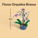 Flores Orquídea Branca com Vaso - 608 peças - Medida