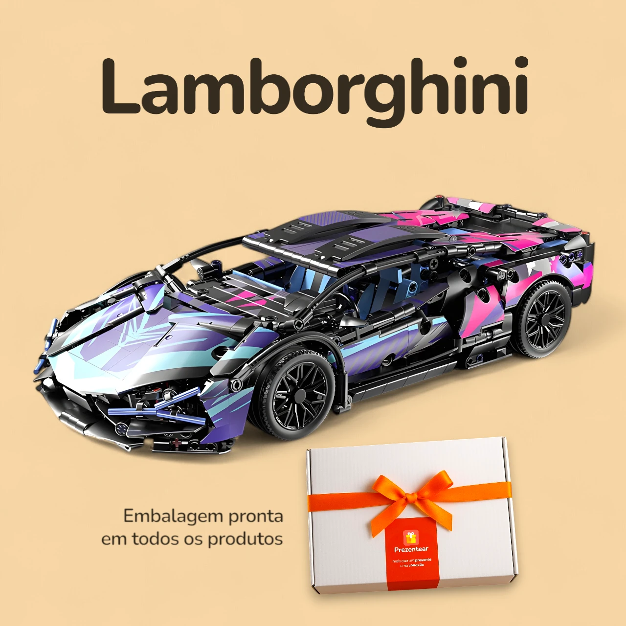 Lamborghini Cyberpunk - 1314 peças - Caixa Lamborghini Cyberpunk - 1314 peças - Caixa