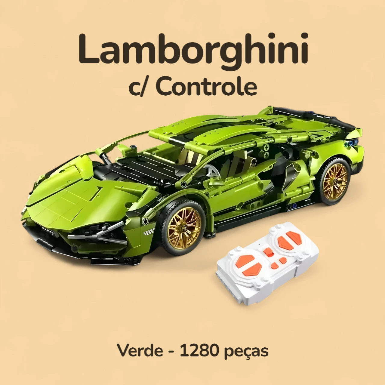 Lamborghini Verde com Controle - 1280 peças