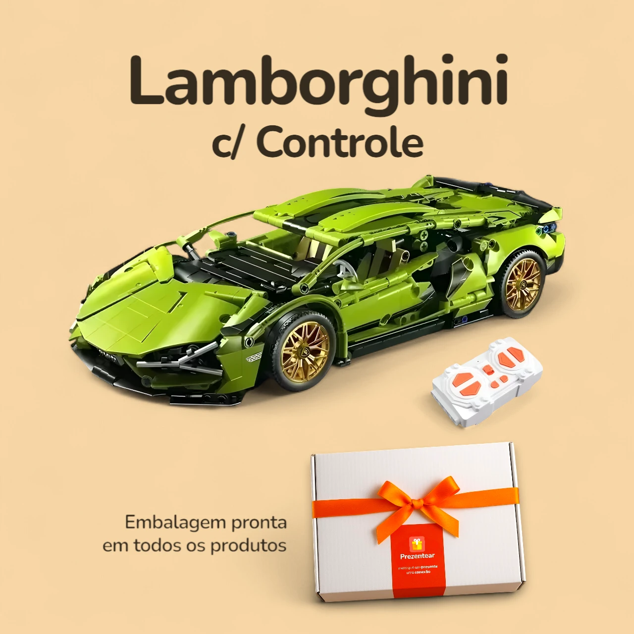 Lamborghini Verde com Controle - 1280 peças - Caixa Lamborghini Verde com Controle - 1280 peças - Caixa