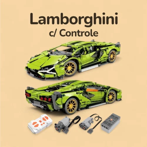 Lamborghini Verde com Controle - 1280 peças - Peças controle