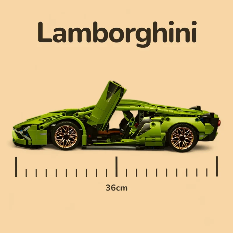Lamborghini Verde - 1280 peças - Medidas