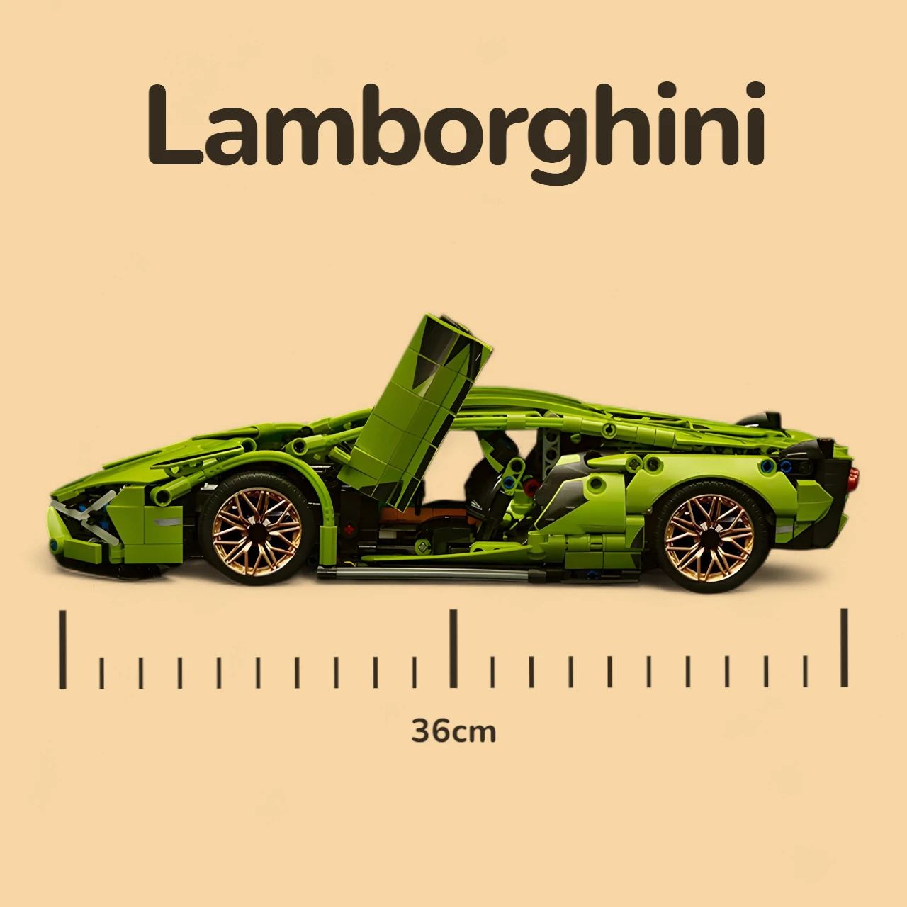 Lamborghini Verde - 1280 peças - Medidas Lamborghini Verde - 1280 peças - Medidas