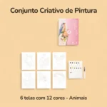 Conjunto Criativo de Pintura 6 telas com 12 cores - Animais