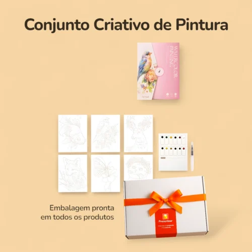 Conjunto Criativo de Pintura 6 telas com 12 cores - Animais - Caixa