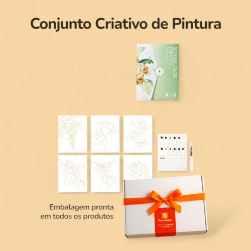 Conjunto Criativo de Pintura 6 telas com 12 cores - Flores - Caixa