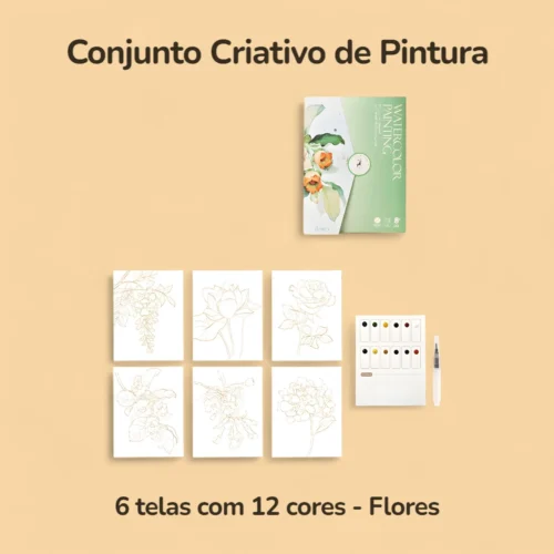 Conjunto Criativo de Pintura 6 telas com 12 cores - Flores