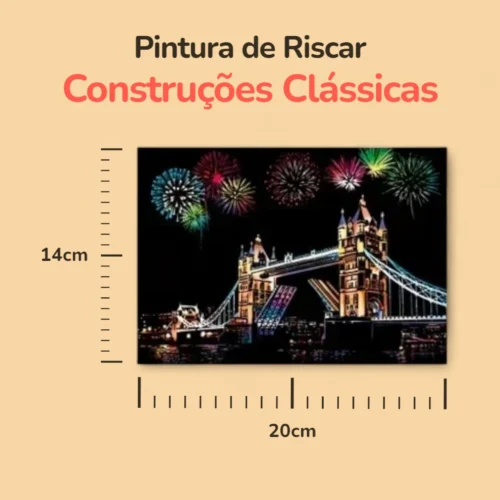 Pintura de Riscar Construções Clássicas - 4 peças - Medidas