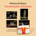 Pintura de Riscar Construções Clássicas - 4 peças - Caixa