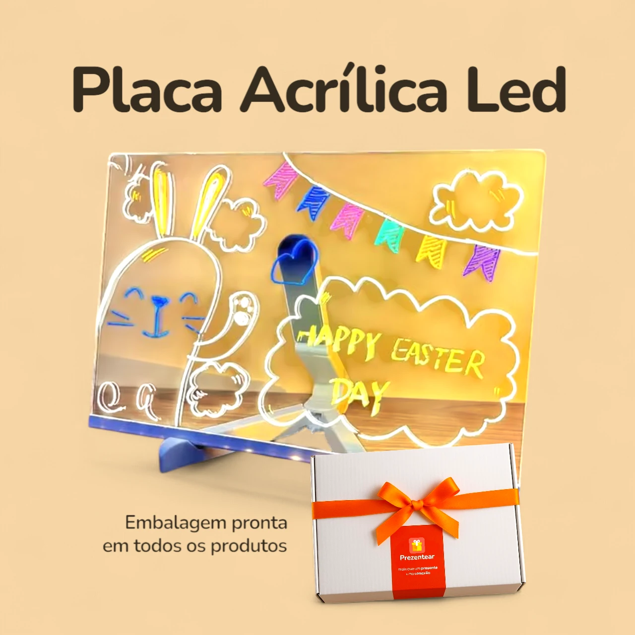 Placa Acrílica Led - 7 Canetas - 20x30cm - Caixa
