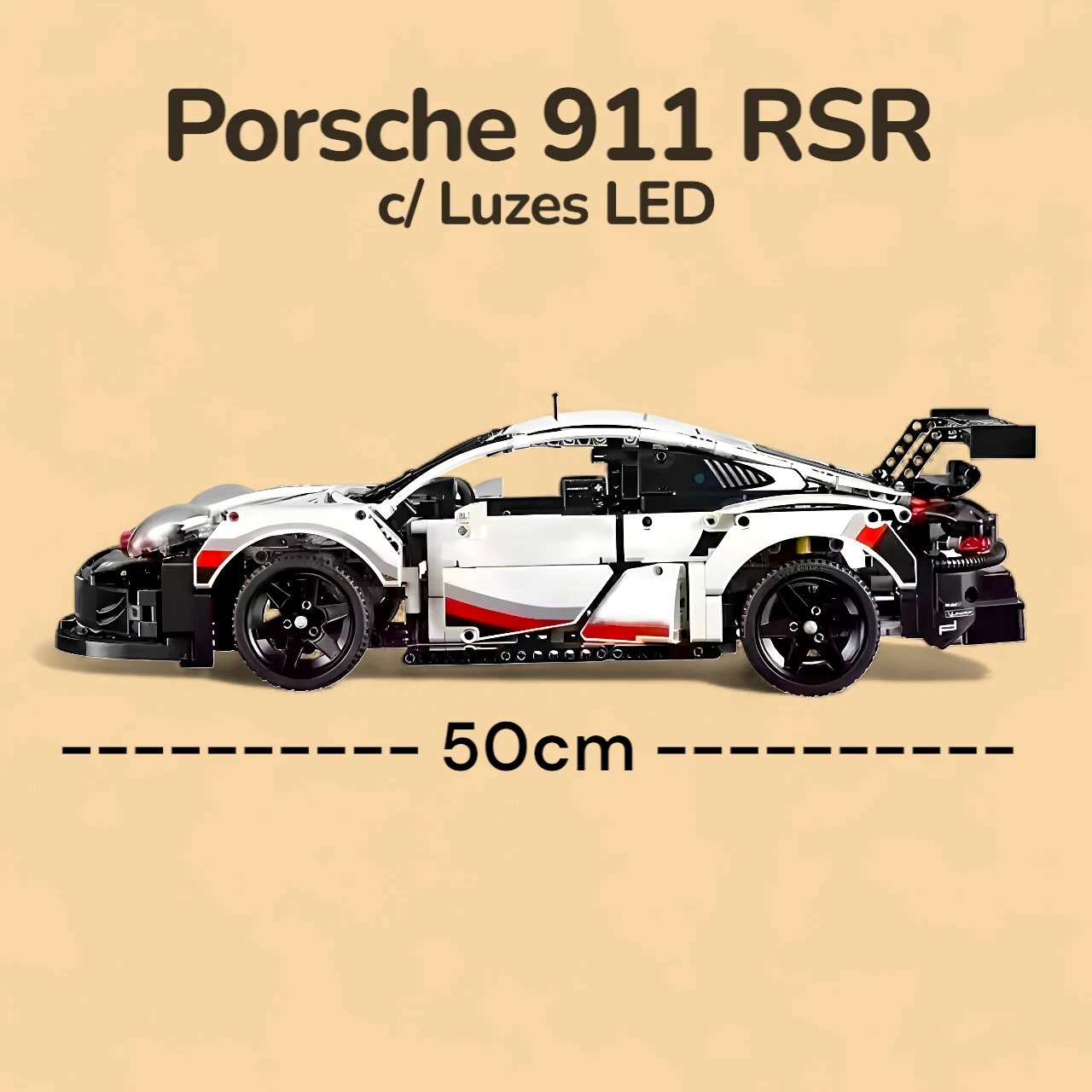 Porsche 911 RSR com Luzes - 1540 peças - Medidas Porsche 911 RSR com Luzes - 1540 peças - Medidas