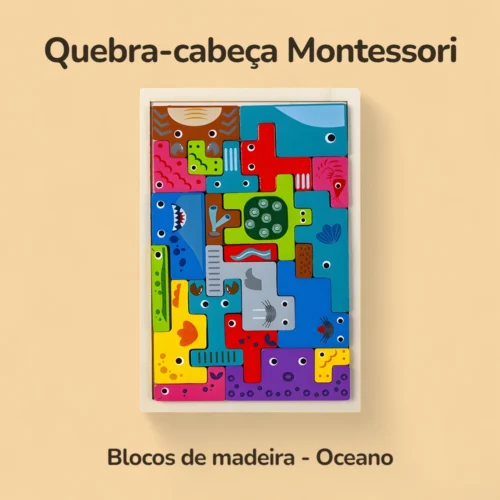 Quebra-cabeça Montessori Blocos de madeira - Oceano