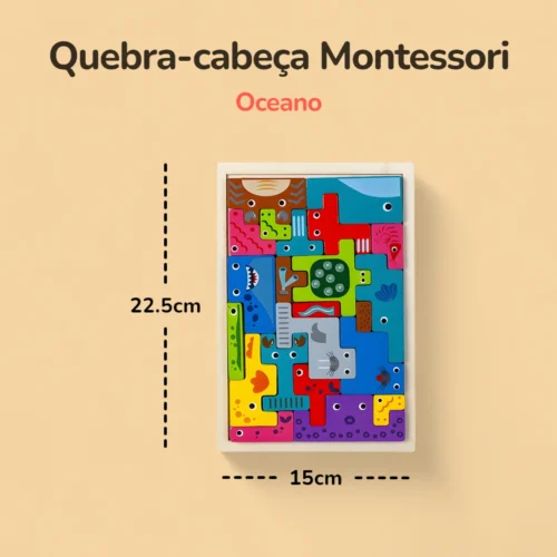 Quebra-cabeça Montessori Blocos de madeira - Oceano - Medidas